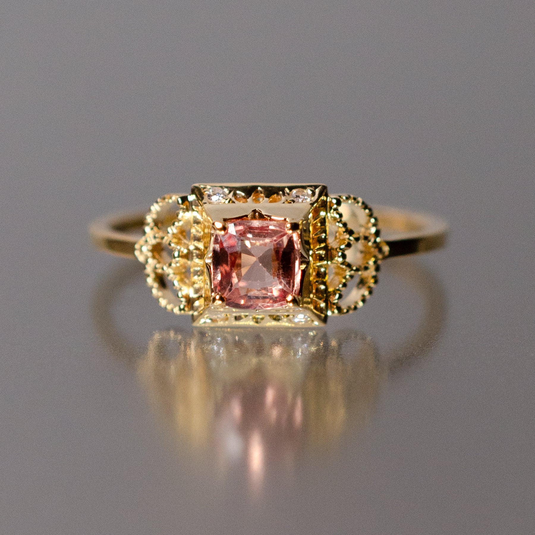 K18 パパラチアサファイア ダイヤモンド リング | Tesoro