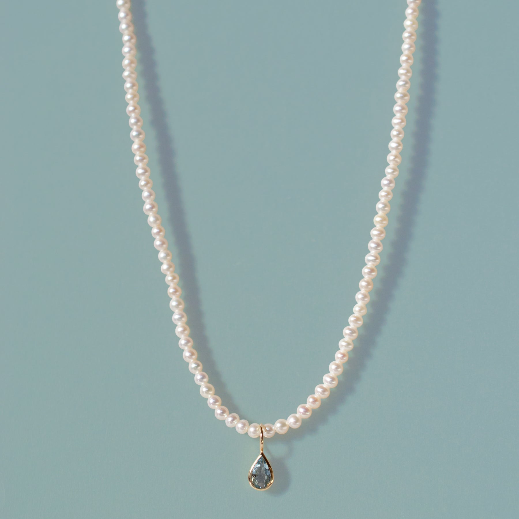 K10アクアマリン,ベビーパールのネックレス