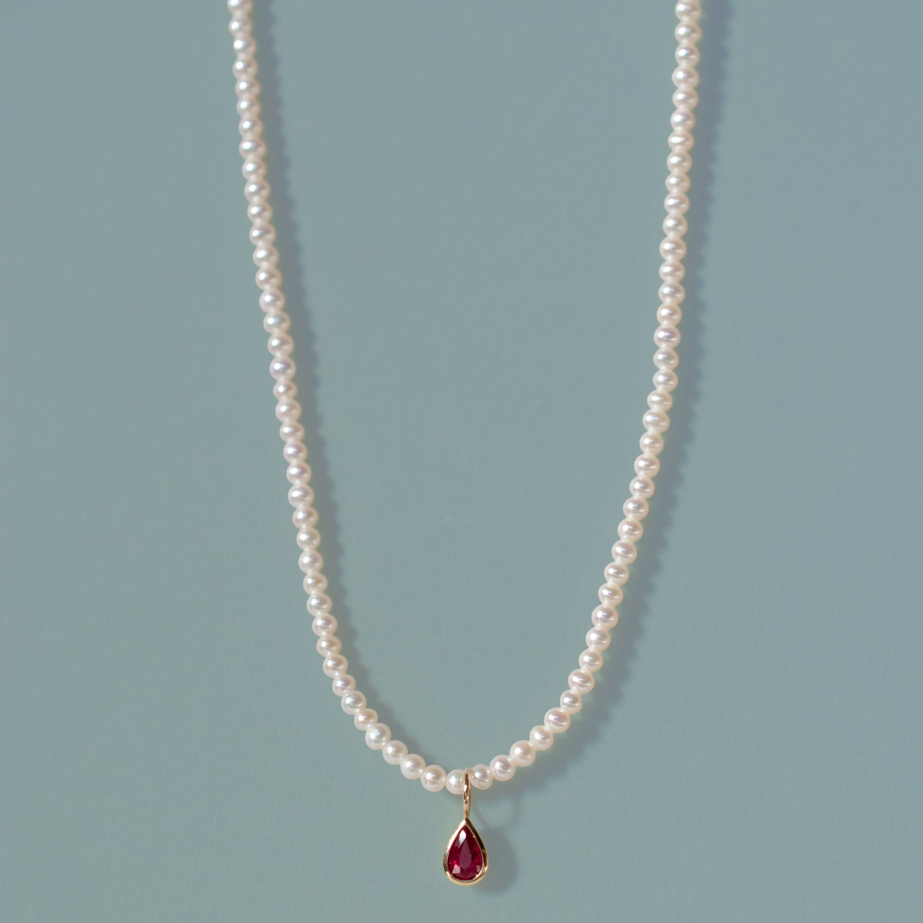 K10ルビー,ベビーパールのネックレス