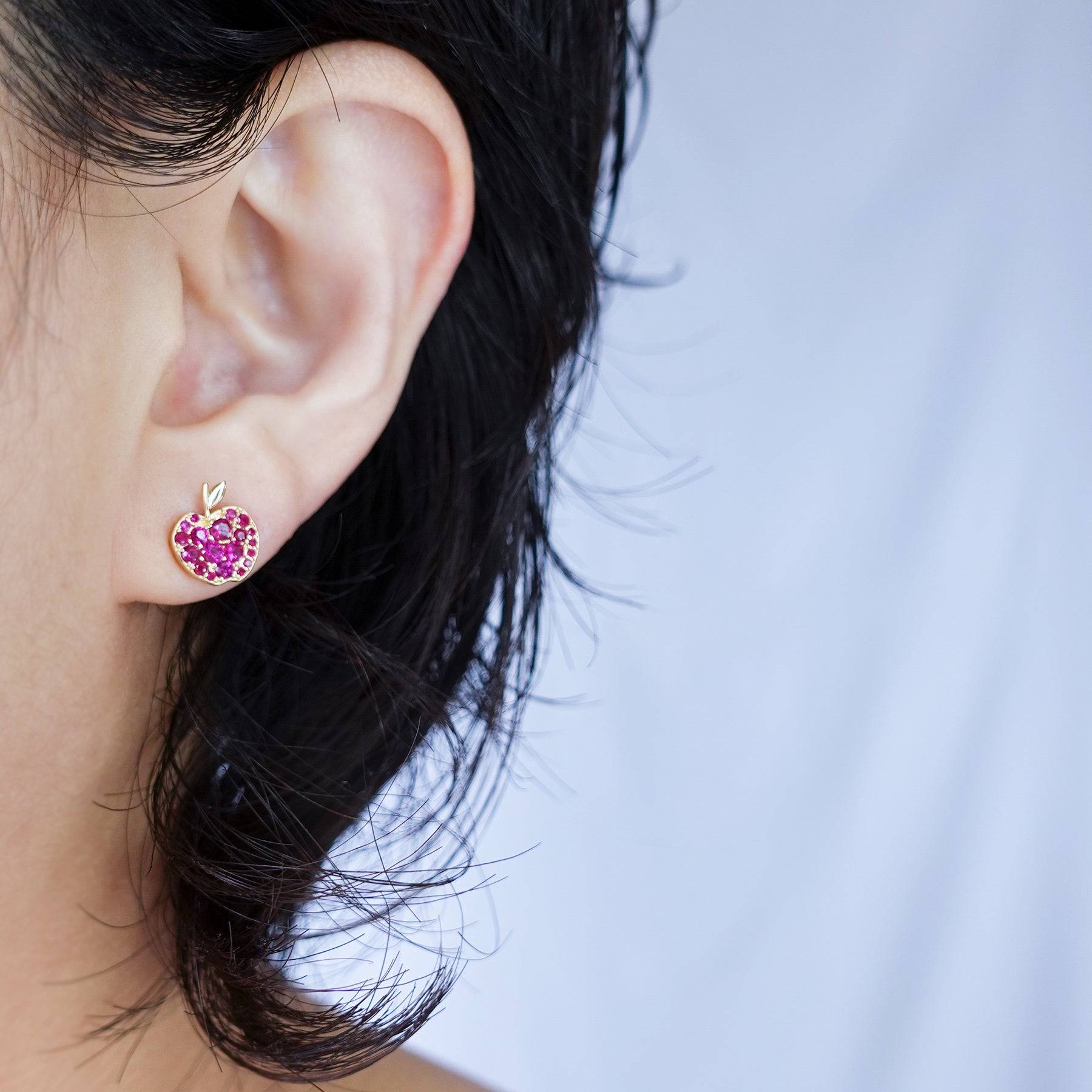 K18 ルビーのりんご ピアス