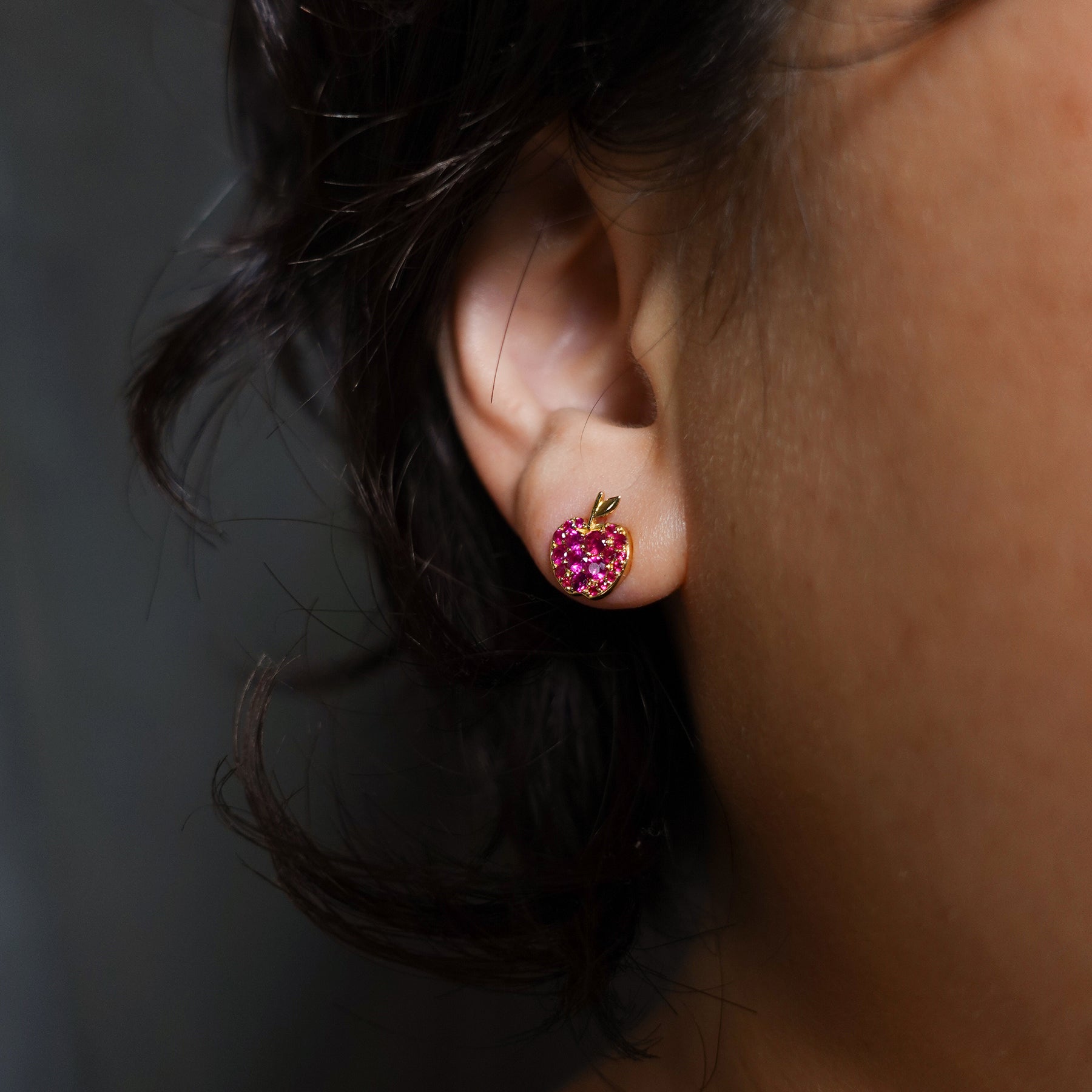 K18 ルビーのりんご ピアス