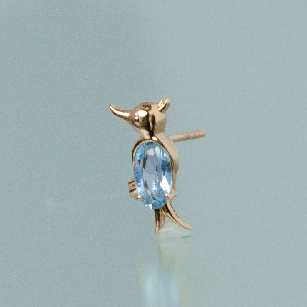 アクアマリンのトリ ピアス