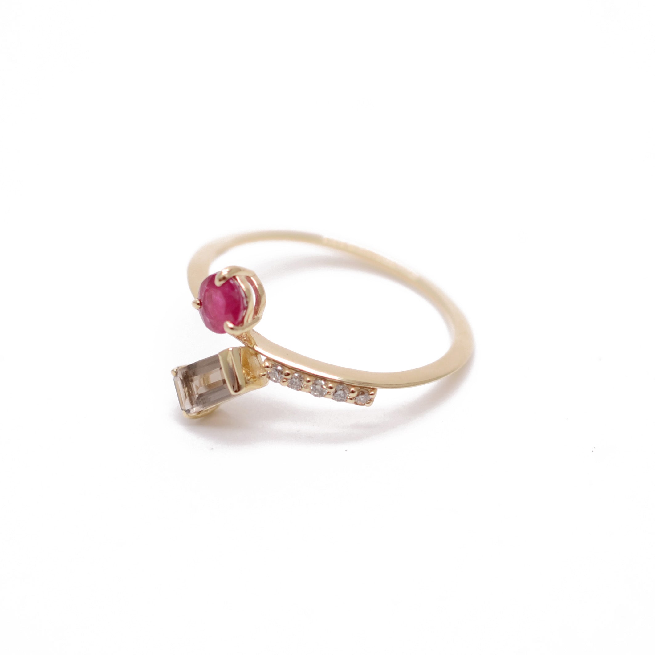 Cocktail Ring|ルビーとスモーキークォーツのリング