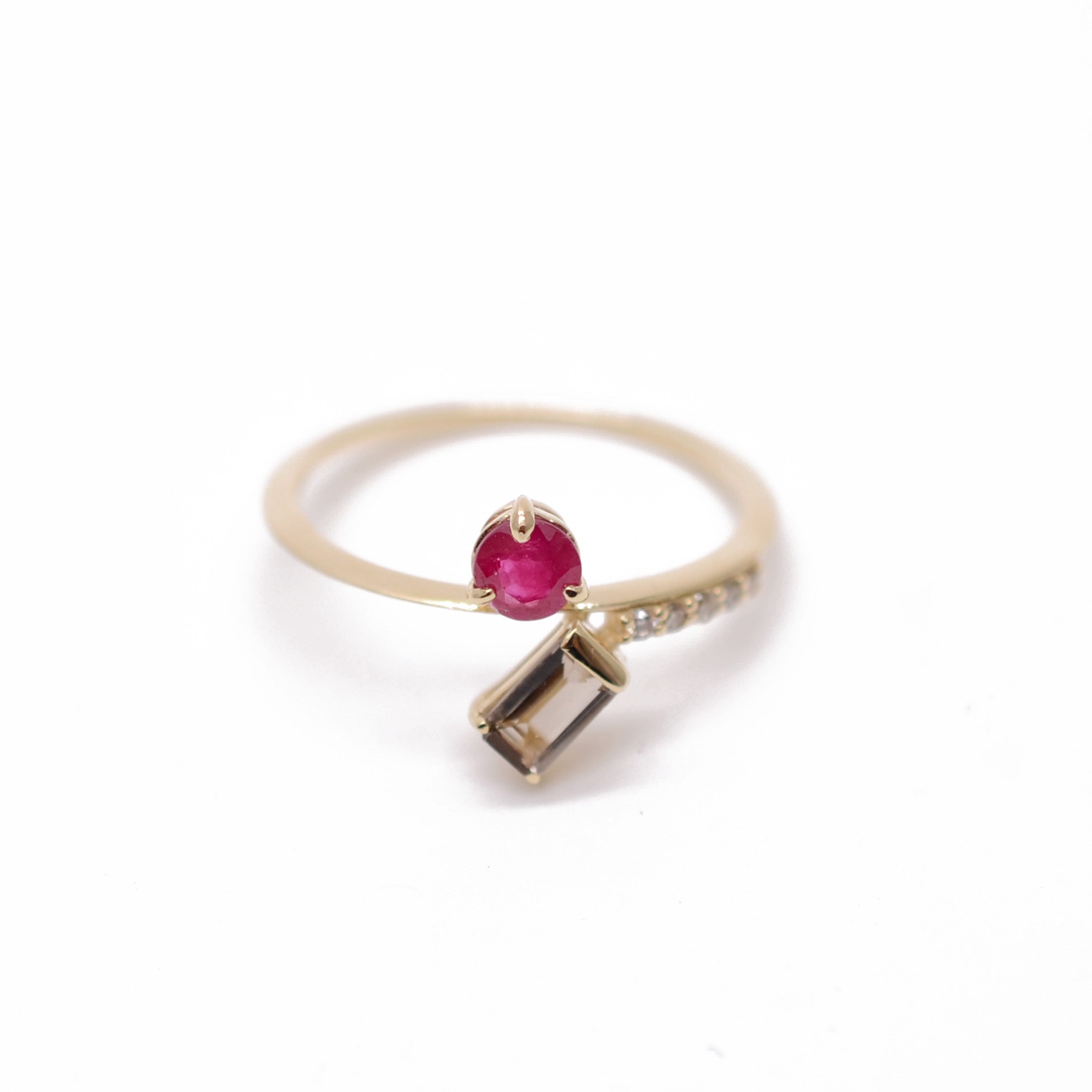 Cocktail Ring|ルビーとスモーキークォーツのリング