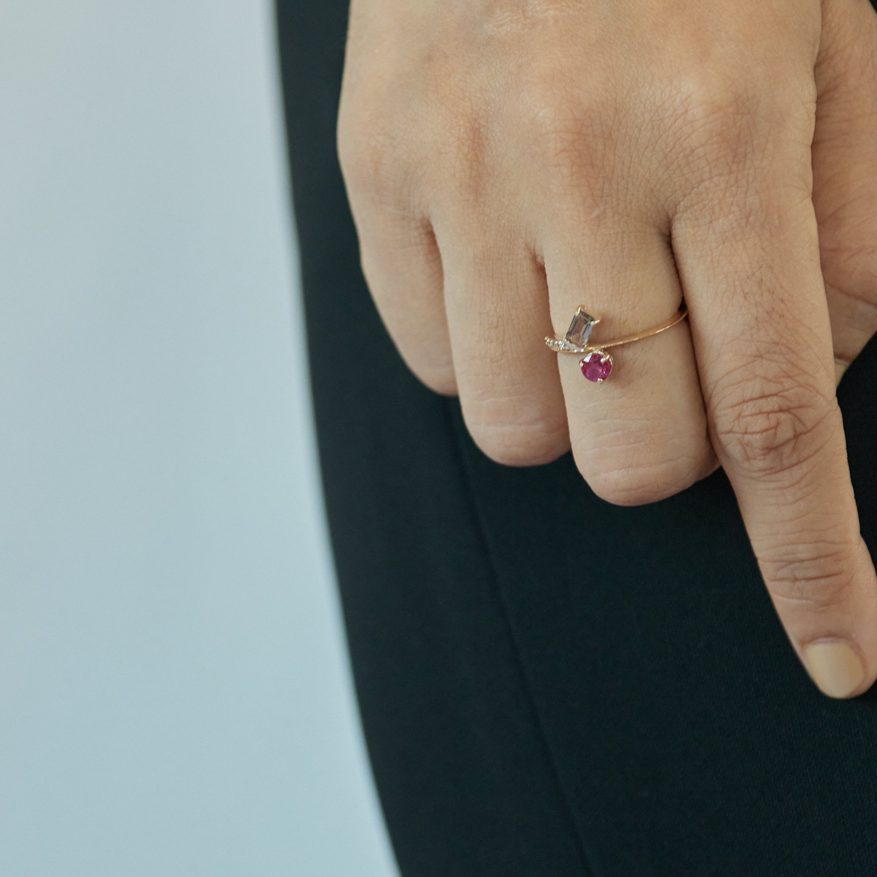 Cocktail Ring|ルビーとスモーキークォーツのリング