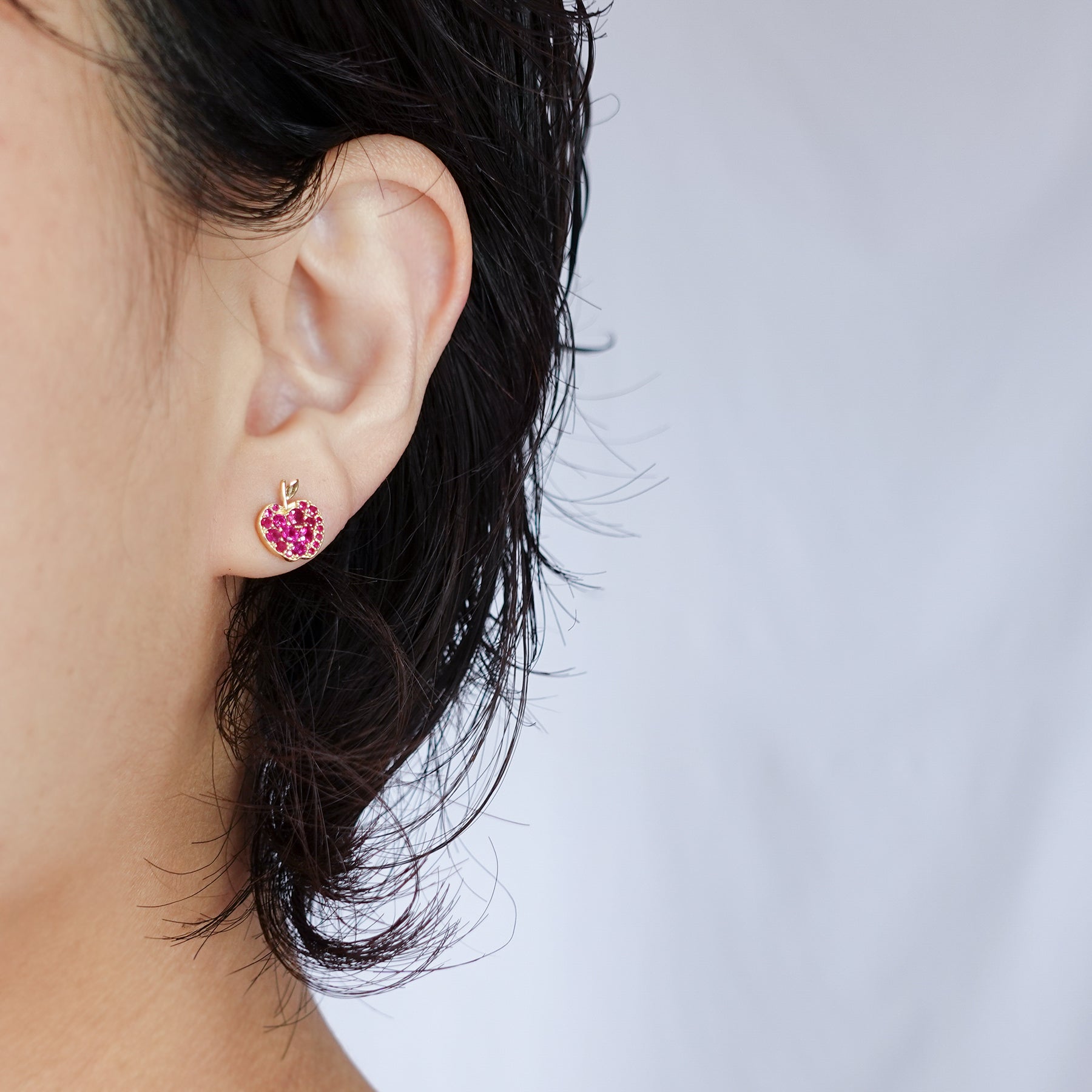 K18 ルビーのりんご ピアス