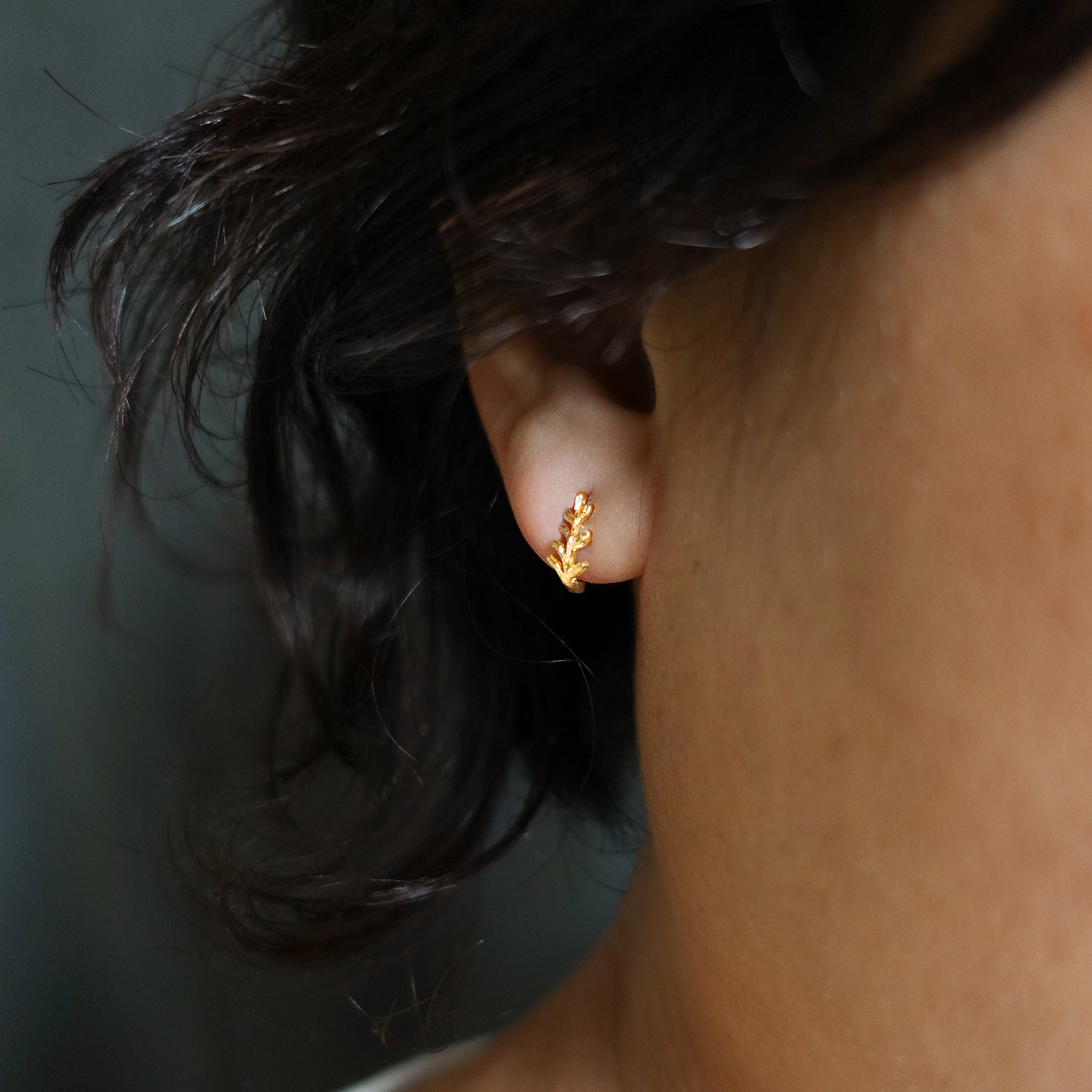 K18 ゴールデンリーフ ピアス