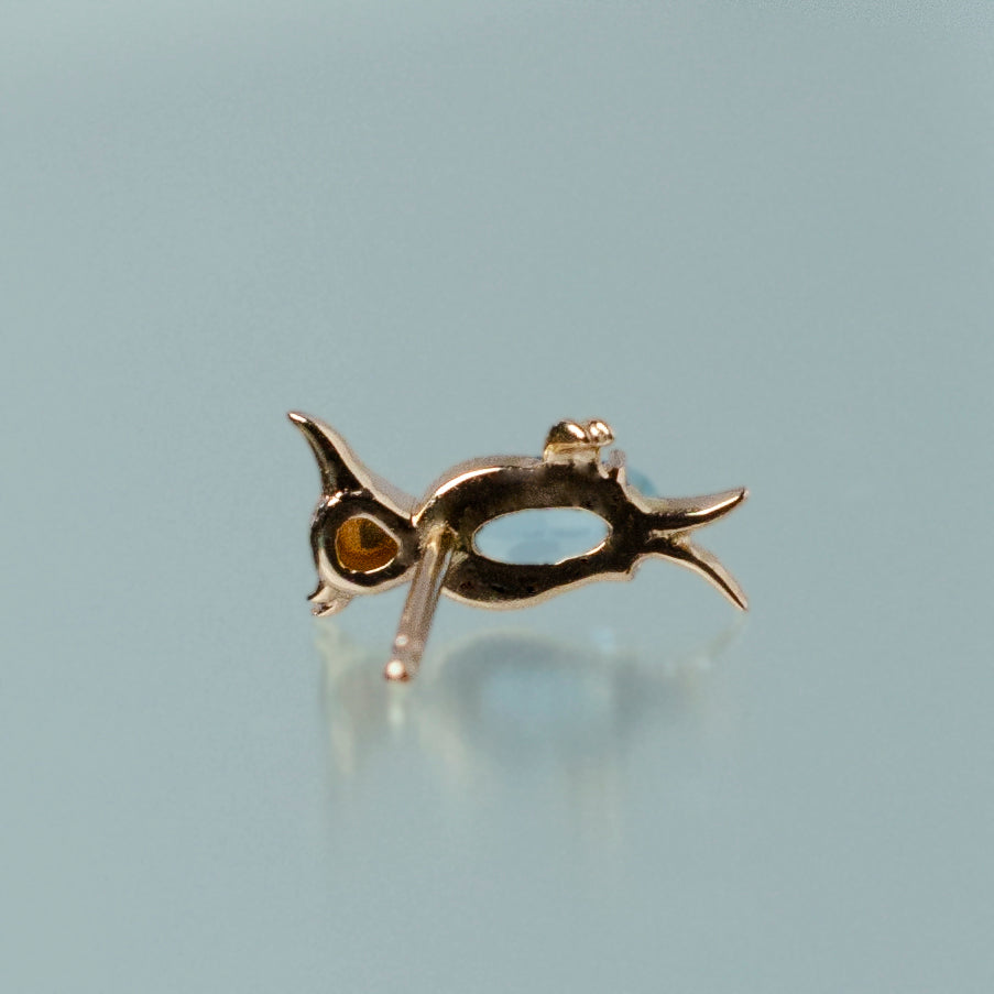 アクアマリンのトリ ピアス