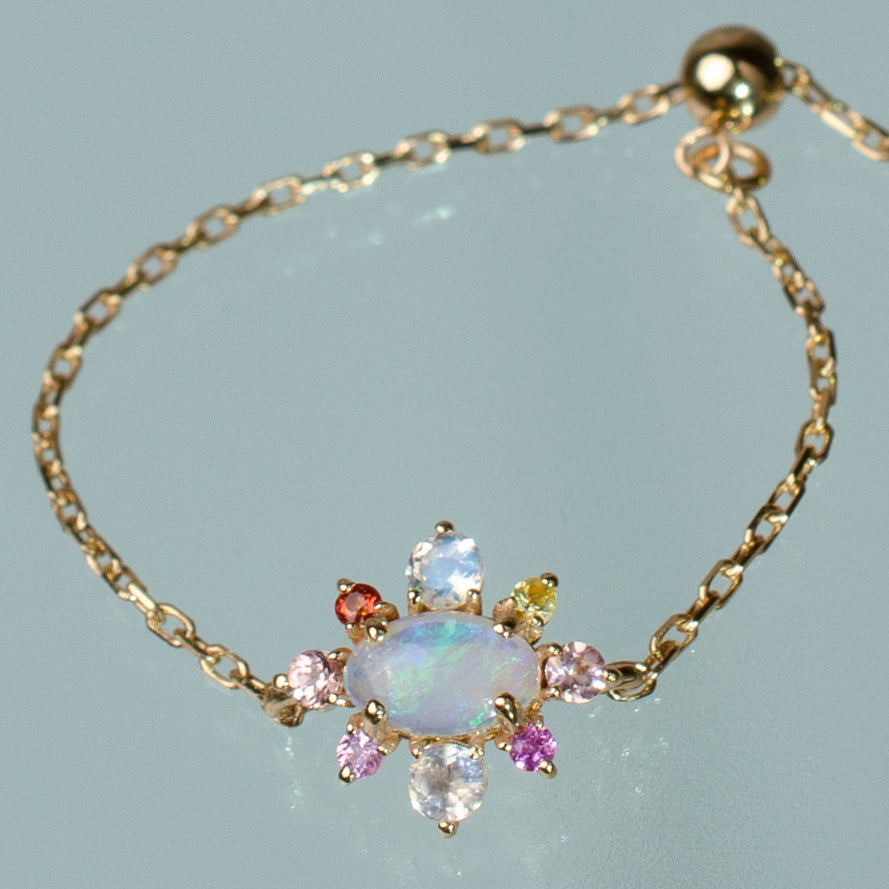 K10 オパール×カラーストーンのチェーンリング  | PINK