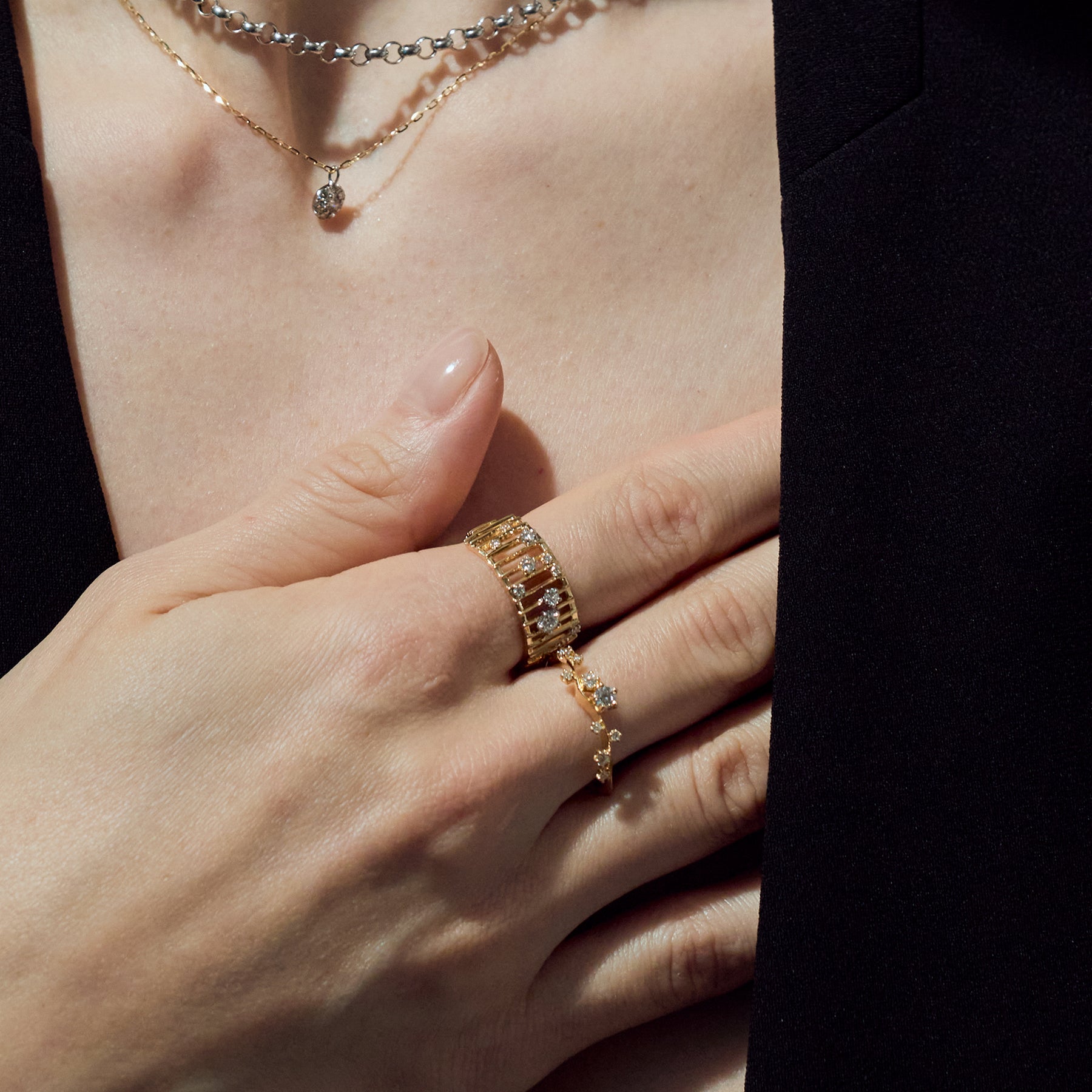 PT900,K18ダイヤモンドパヴェネックレス | L'ESSENZIALE